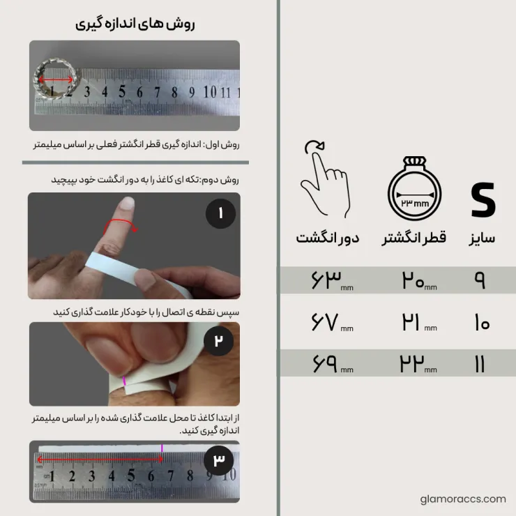 تصویر سایزبندی انگشتر کارتیر